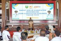 Bupati Kebumen, Lilis Nuryani membuka Rapat Kerja Kabupaten (Rakerkab) KONI Kebumen 2025.