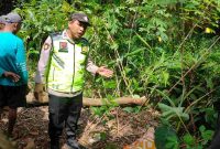 Petugas Polres Kebumen saat melakukan olah TKP kejadian orang tewas tertimpa pohon kelengkeng.